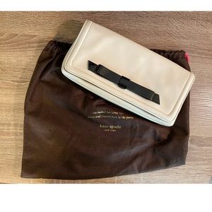 Kate Spade White Clutch with Black Bow